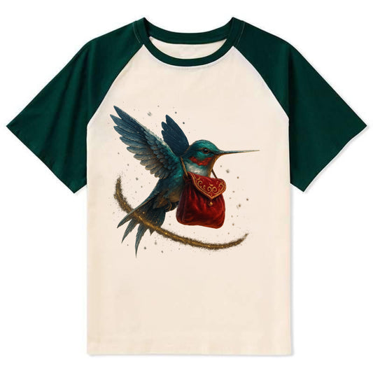 Frostbite Hummingbird Courier  - Contrast Raglan T-shirt - Green
