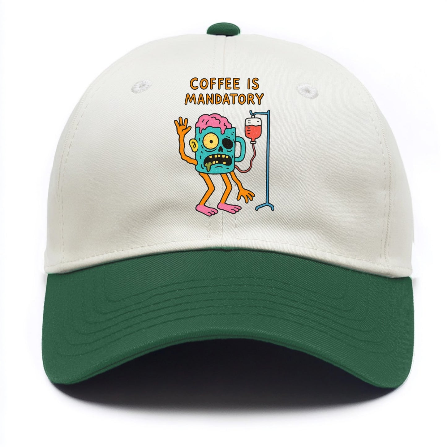 COFFEE IS MANDATORY | Zombie mug with IV drip - Two Tone Cap - Green