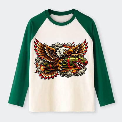 War Eagle Bomb - Raglan Long Sleeve T-Shirt - Green