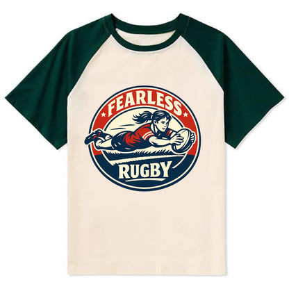 Fearless Try Scorer Emblem - Contrast Raglan T-shirt - Green