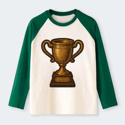Trophy Cup  - Raglan Long Sleeve T-Shirt - Green