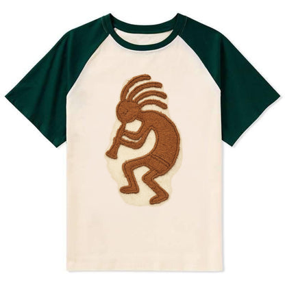 Kokopelli  - Contrast Raglan T-shirt - Green