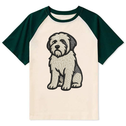 Polish Lowland Sheepdog - White and gray - Contrast Raglan T-shirt - Green