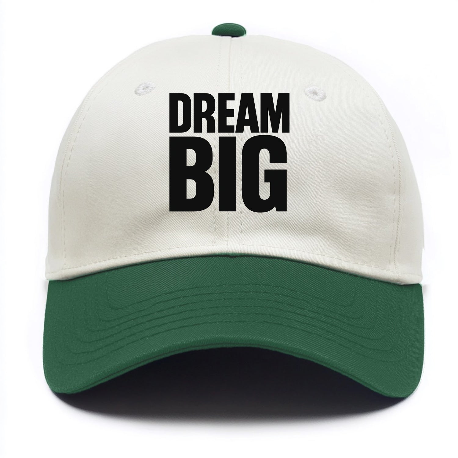 Bold typography design - "DREAM BIG" - ambitious goals, no limits - Two Tone Cap - Green