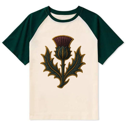 Scottish Thistle  - Contrast Raglan T-shirt - Green