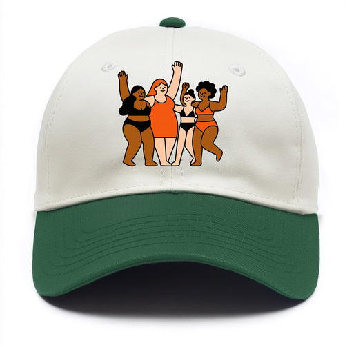 Diverse body types celebrating together - body positivity movement, all bodies are - Two Tone Cap