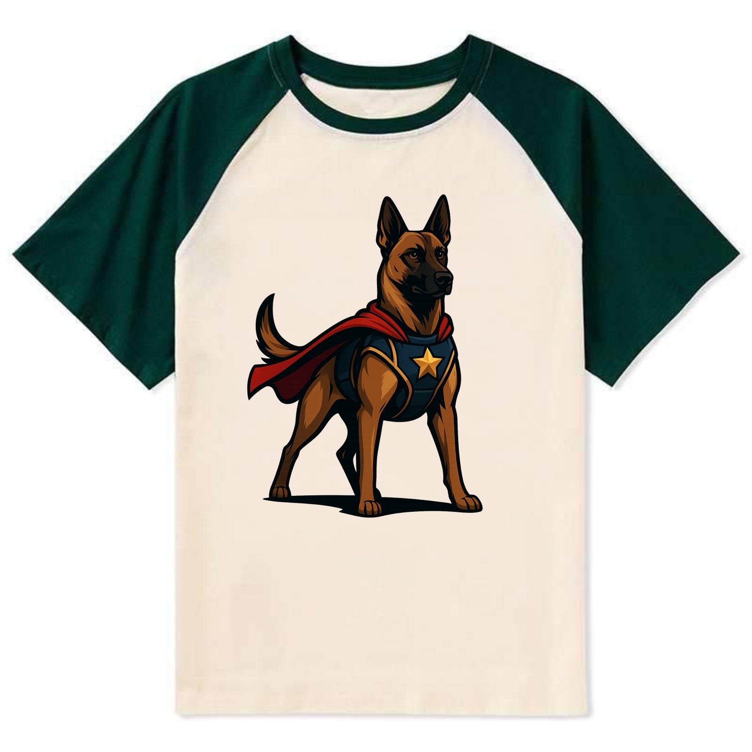 Belgian Malinois Guardian Hero  - Contra Contrast Raglan T-shirt - Green