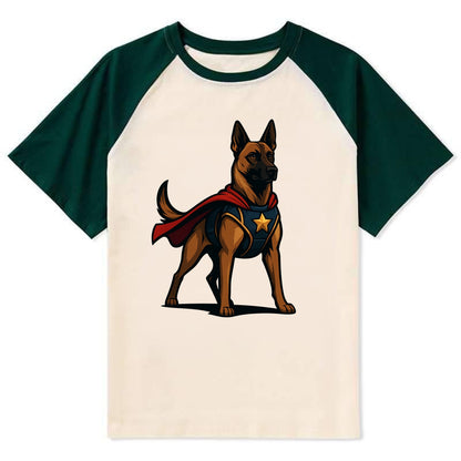 Belgian Malinois Guardian Hero  - Contra Contrast Raglan T-shirt - Green