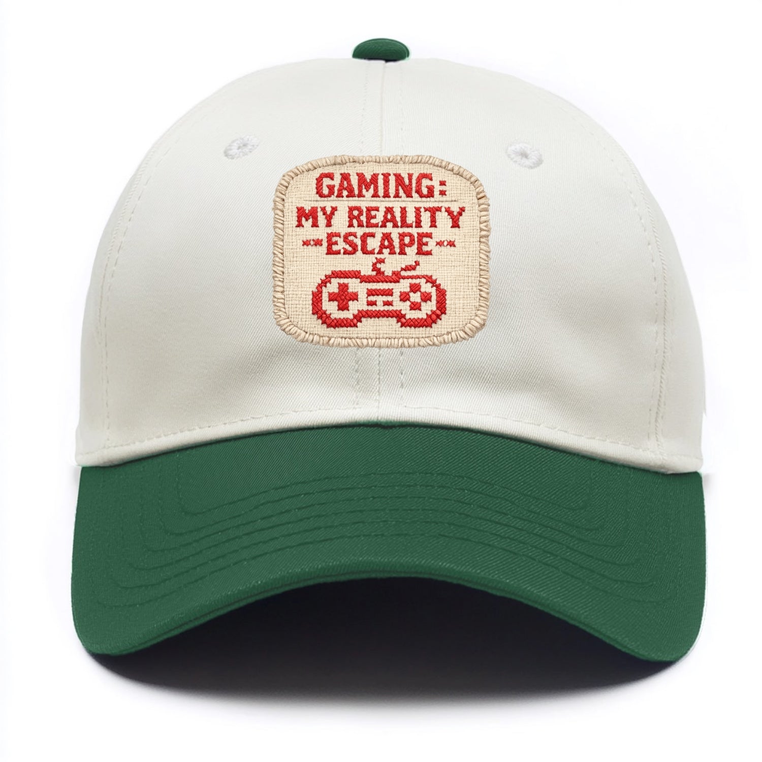 GAMING: MY REALITY ESCAPE - red game escape - red - gaming reality escape - Two Tone Cap - Green
