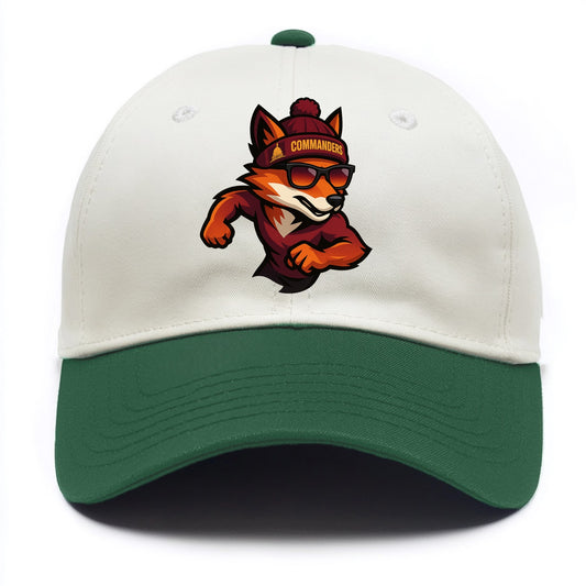 Washington Fox wearing Commanders beanie with Capitol patch and wayfarer sunglasses - Two Tone Cap - Green