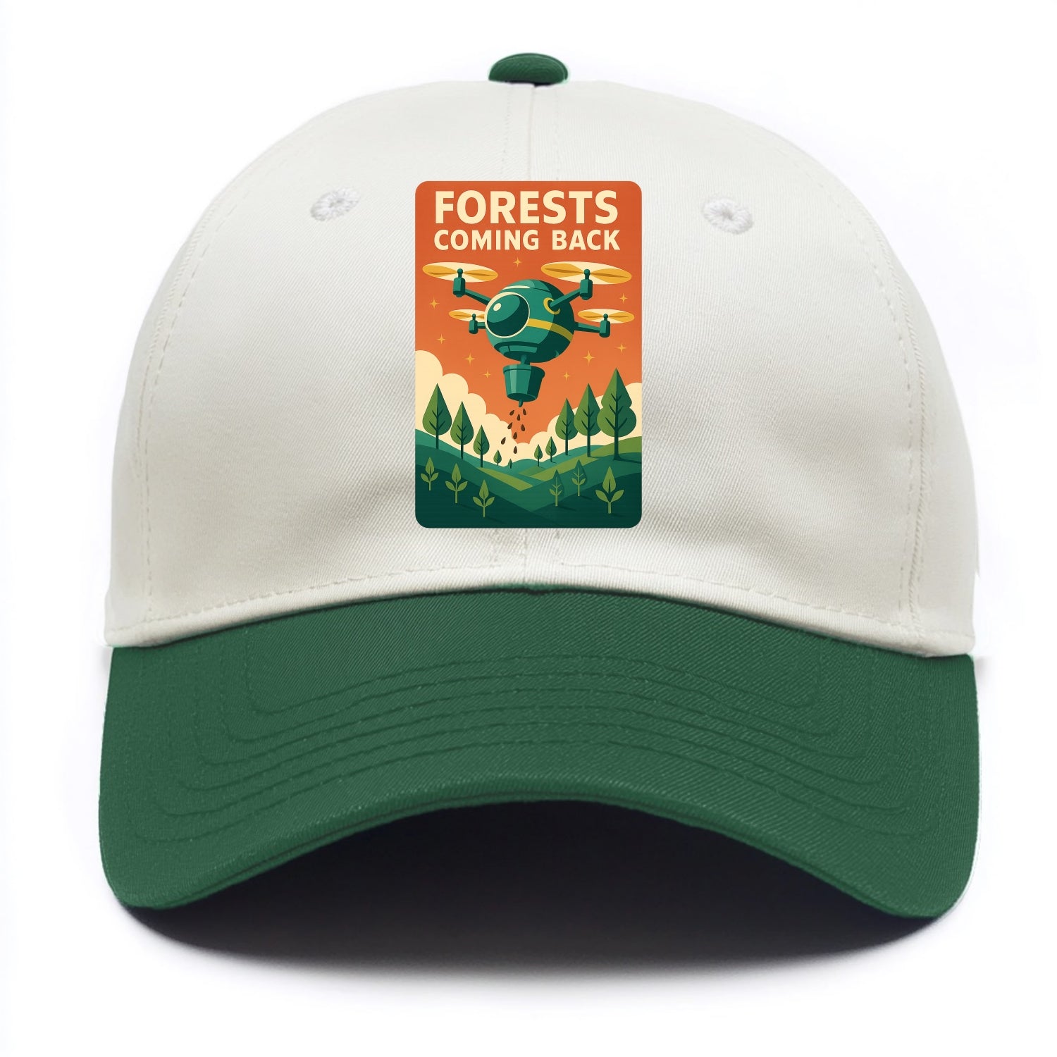 Reforestation drone planting millions of trees - "Forests Coming Back" - nature - Two Tone Cap - Green