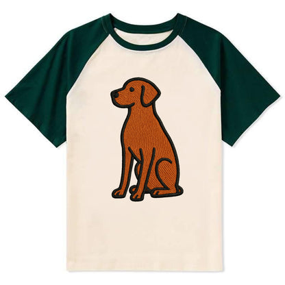 Vizsla - Rust colored sitting pose - Con Contrast Raglan T-shirt - Green