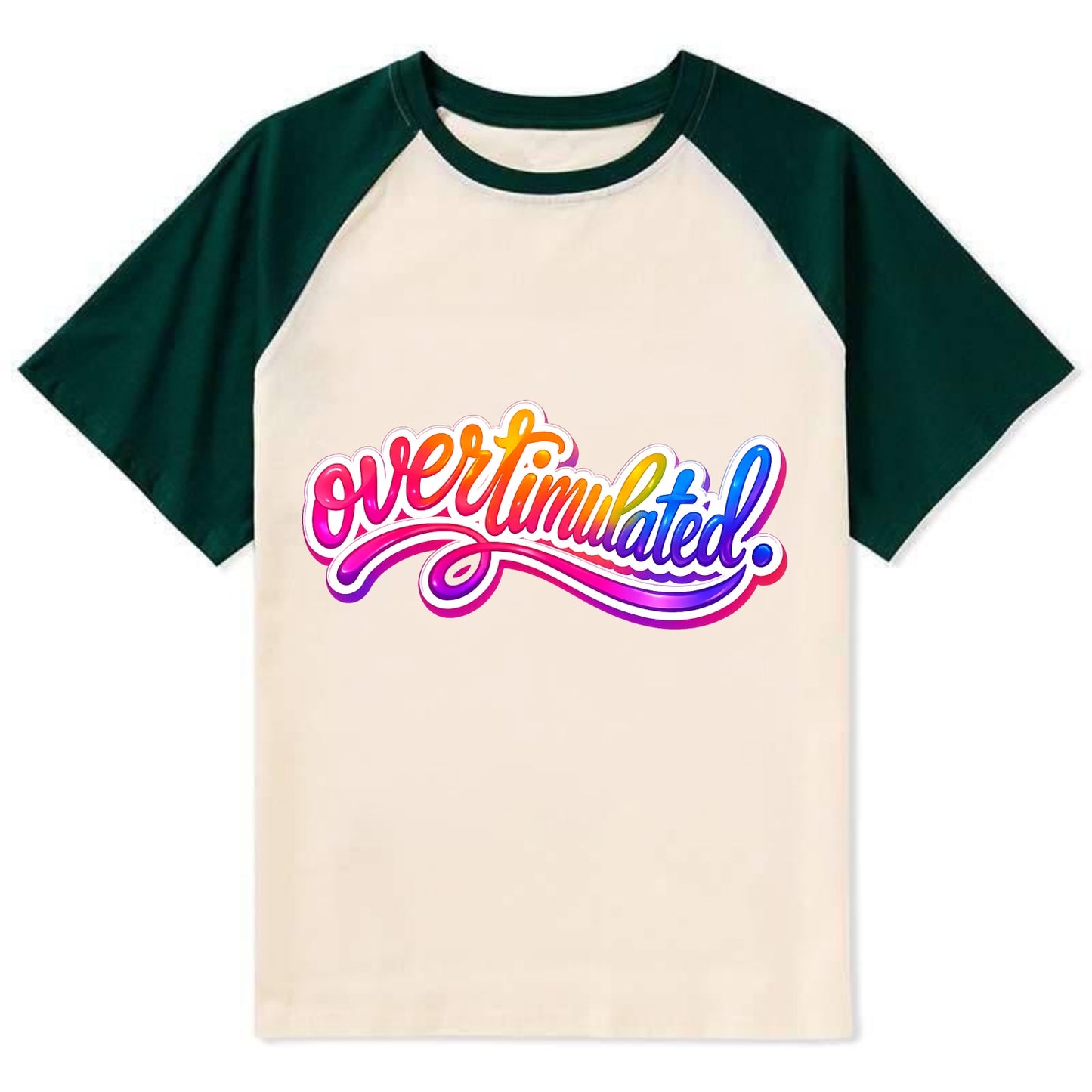 Overstimulated - Contrast Raglan T-shirt - Green