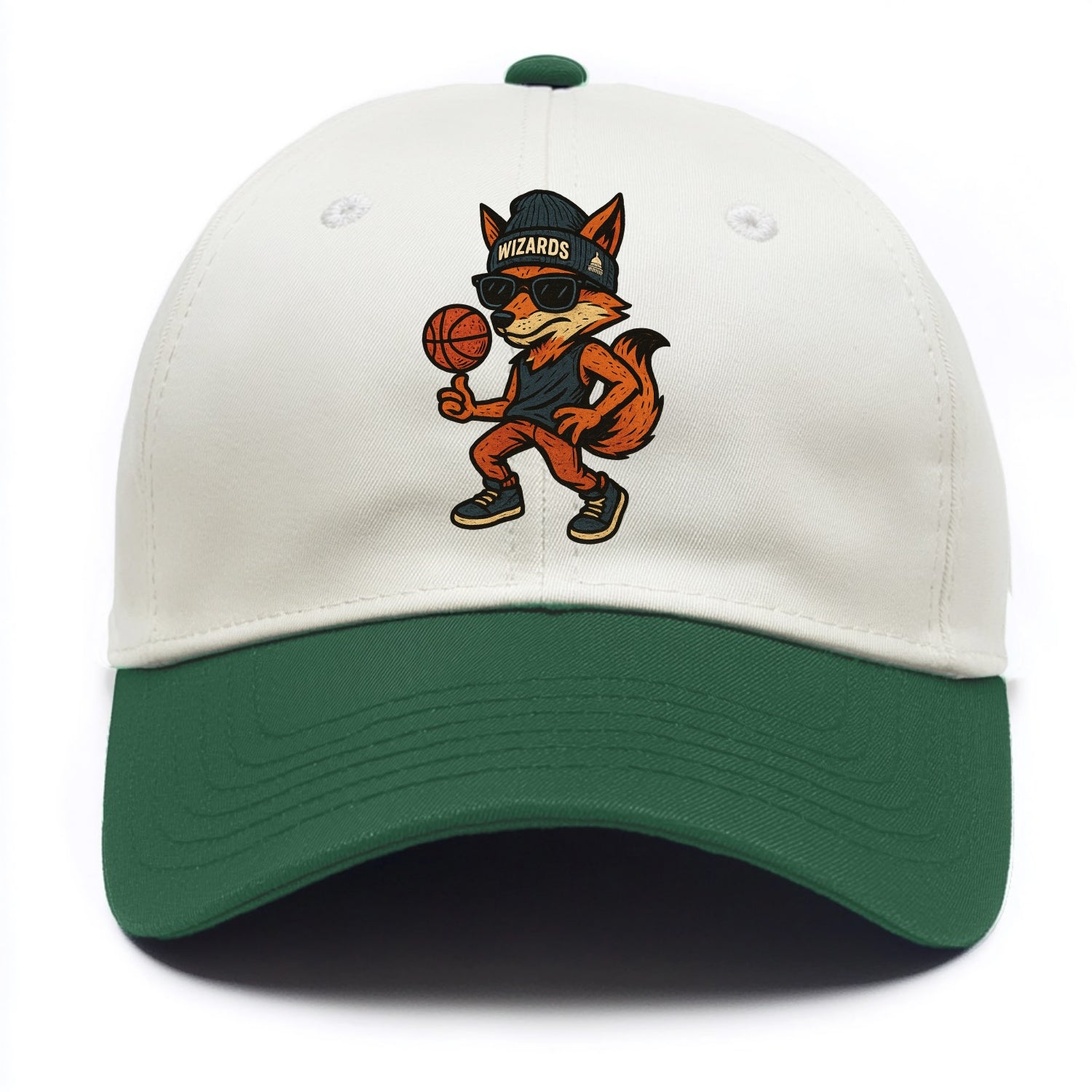 Washington Fox wearing Wizards beanie with capitol patch and wayfarer sunglasses - Two Tone Cap - Green