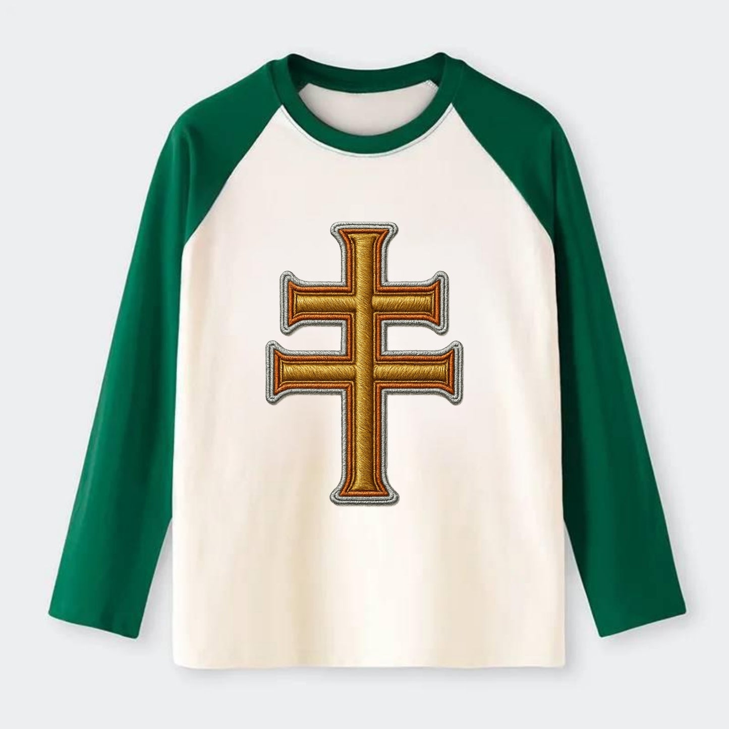 Patriarchal Cross - Raglan Long Sleeve T-Shirt - Green
