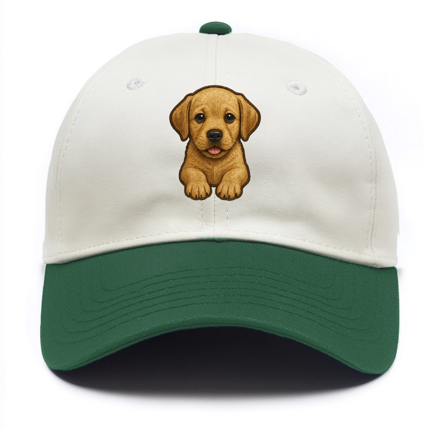 Baby Labrador Retriever Puppy - yellow/black/chocolate, soulful eyes, soft ears, - Two Tone Cap - Green