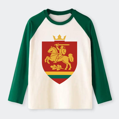 Lithuania Royal Logo  - Raglan Long Sleeve T-Shirt - Green
