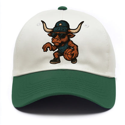 Texas Longhorn wearing Mavs beanie with lone star patch and wayfarer sunglasses - Two Tone Cap - Green