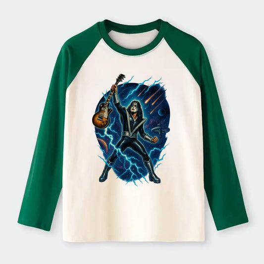 Ace Frehley Cosmic Solo - Raglan Long Sleeve T-Shirt - Green