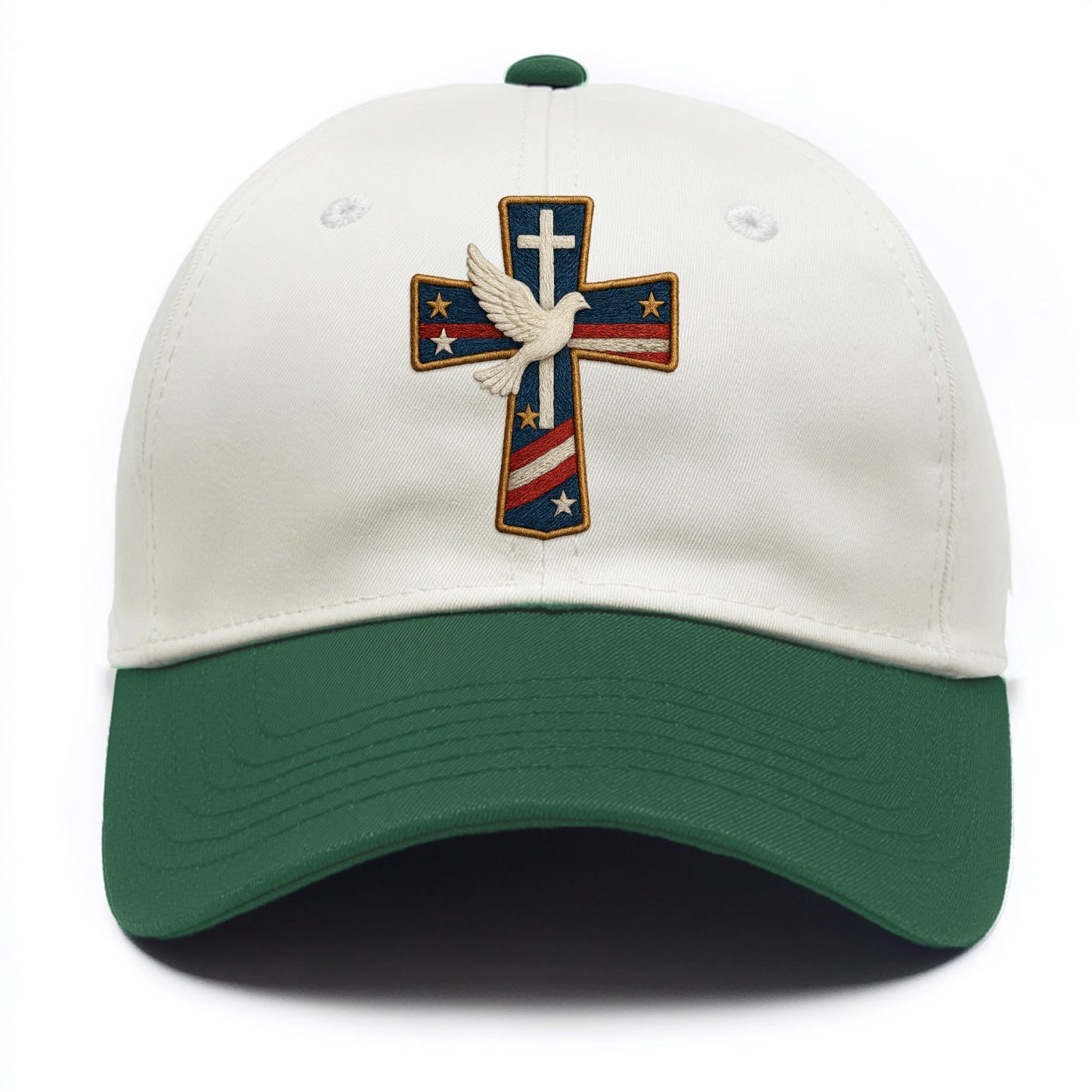 Dove and Cross  - Two Tone Cap - Green