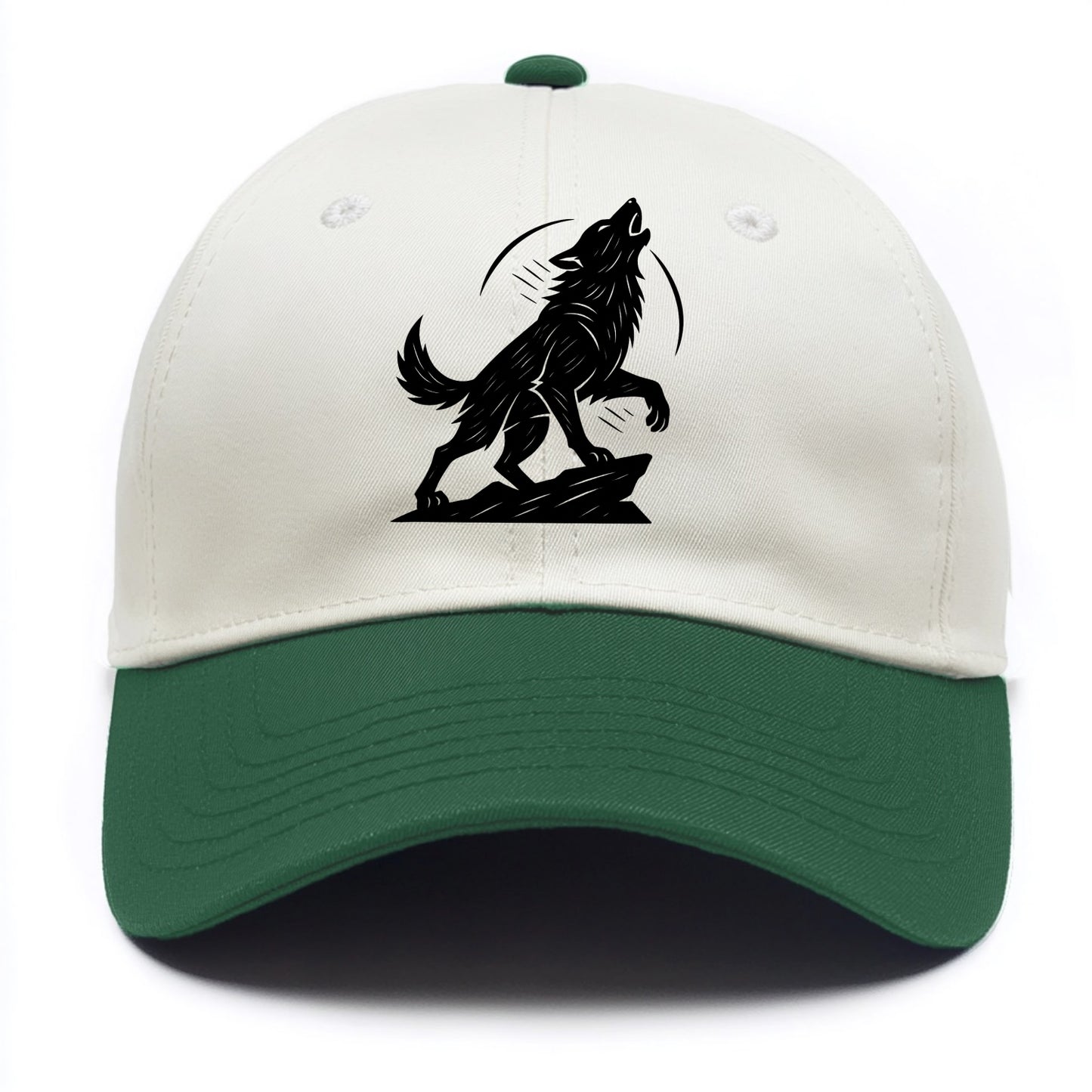 Wolf howling at full moon - Two Tone Cap - Green