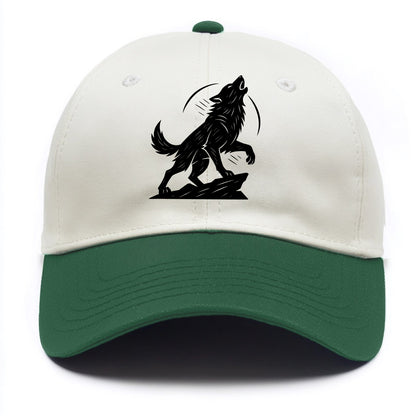 Wolf howling at full moon - Two Tone Cap - Green
