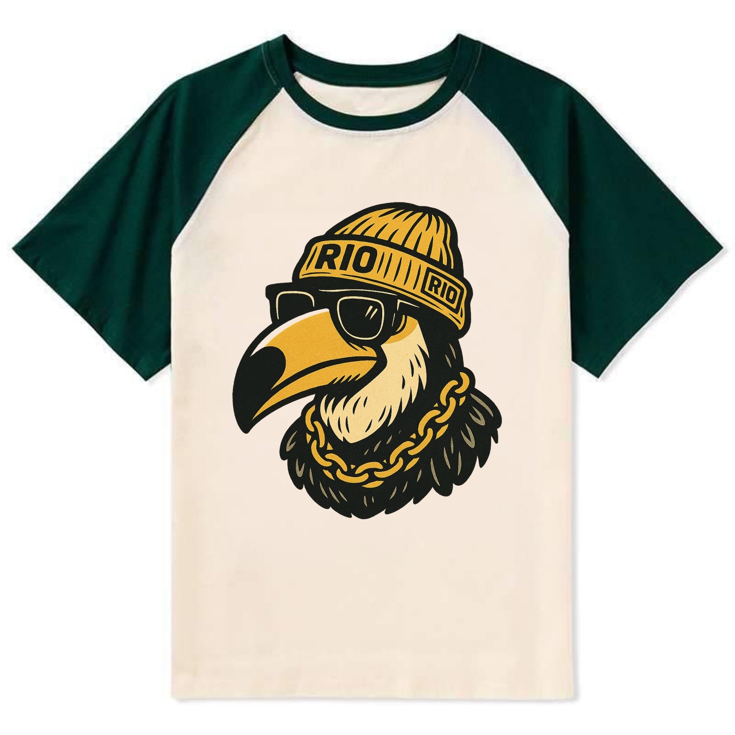 Rio Toucan - Contrast Raglan T-shirt - Green