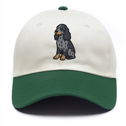 English Cocker Spaniel - Blue roan embroidered sitting pose - Two Tone Cap - Green