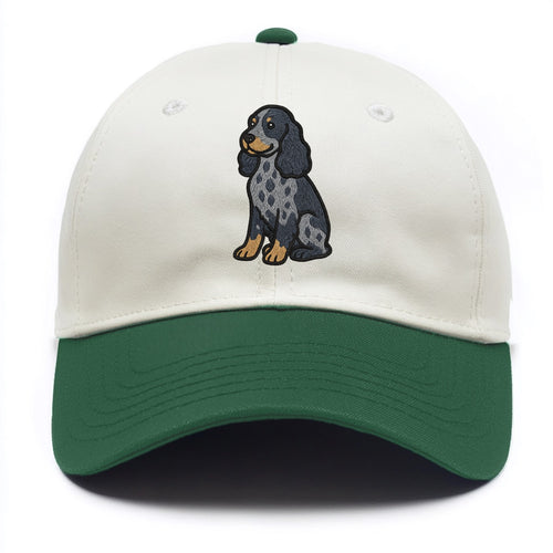 English Cocker Spaniel - Blue roan embroidered sitting pose - Two Tone Cap