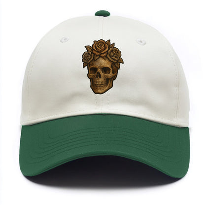 Skull and Roses  - Two Tone Cap - Green