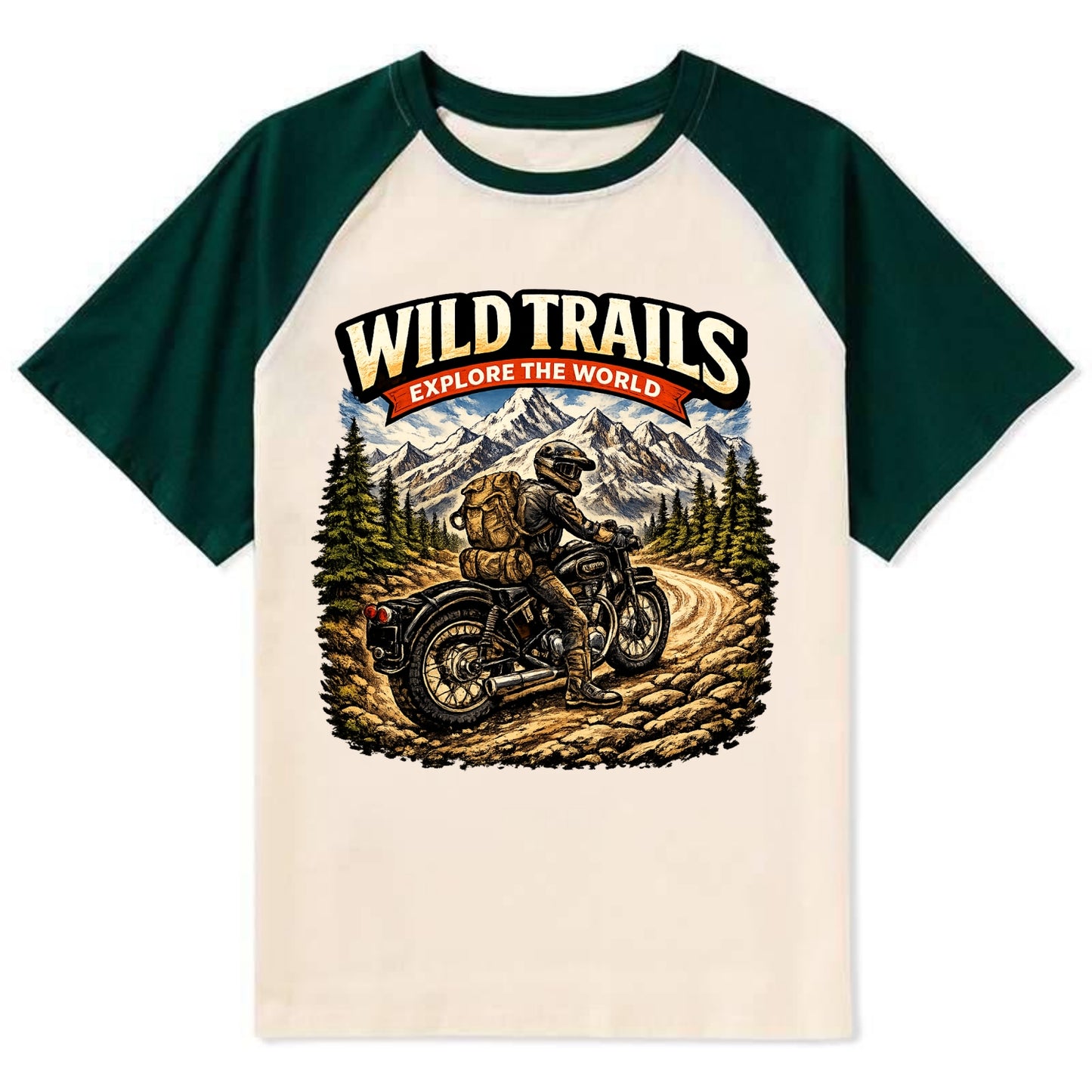 Wild Trails Explorer - Contrast Raglan T-shirt - Green