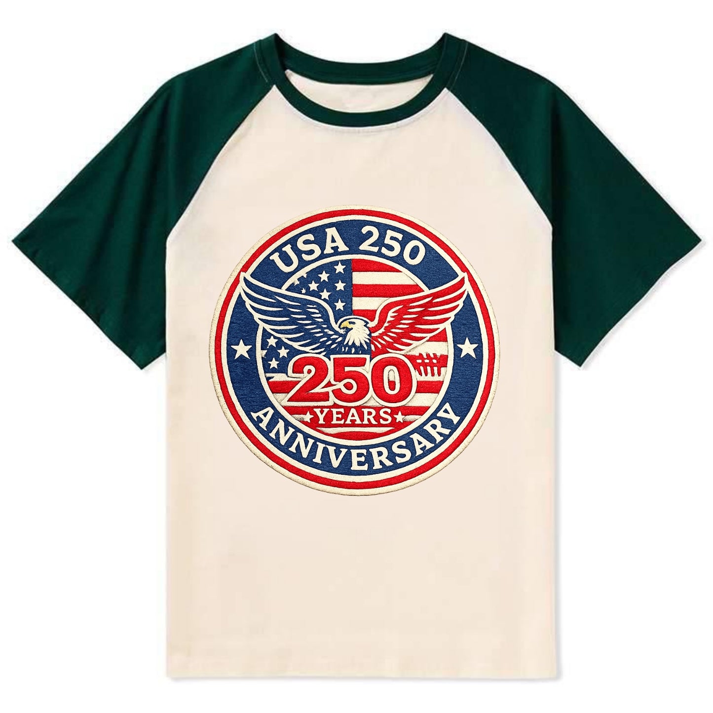 Usa 250th Anniversary Eagle - Contrast Raglan T-shirt - Green