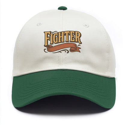 Bold typography design - "FIGHTER" - never giving up, battling on - Two Tone Cap - Green