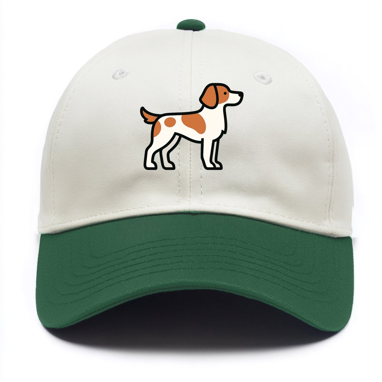 Brittany Spaniel - Orange and white flat side profile - Two Tone Cap - Green