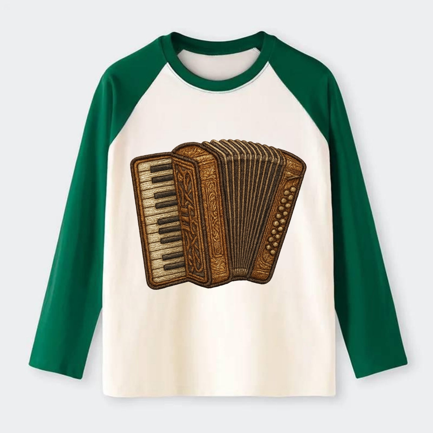 Accordion  - Raglan Long Sleeve T-Shirt - Green