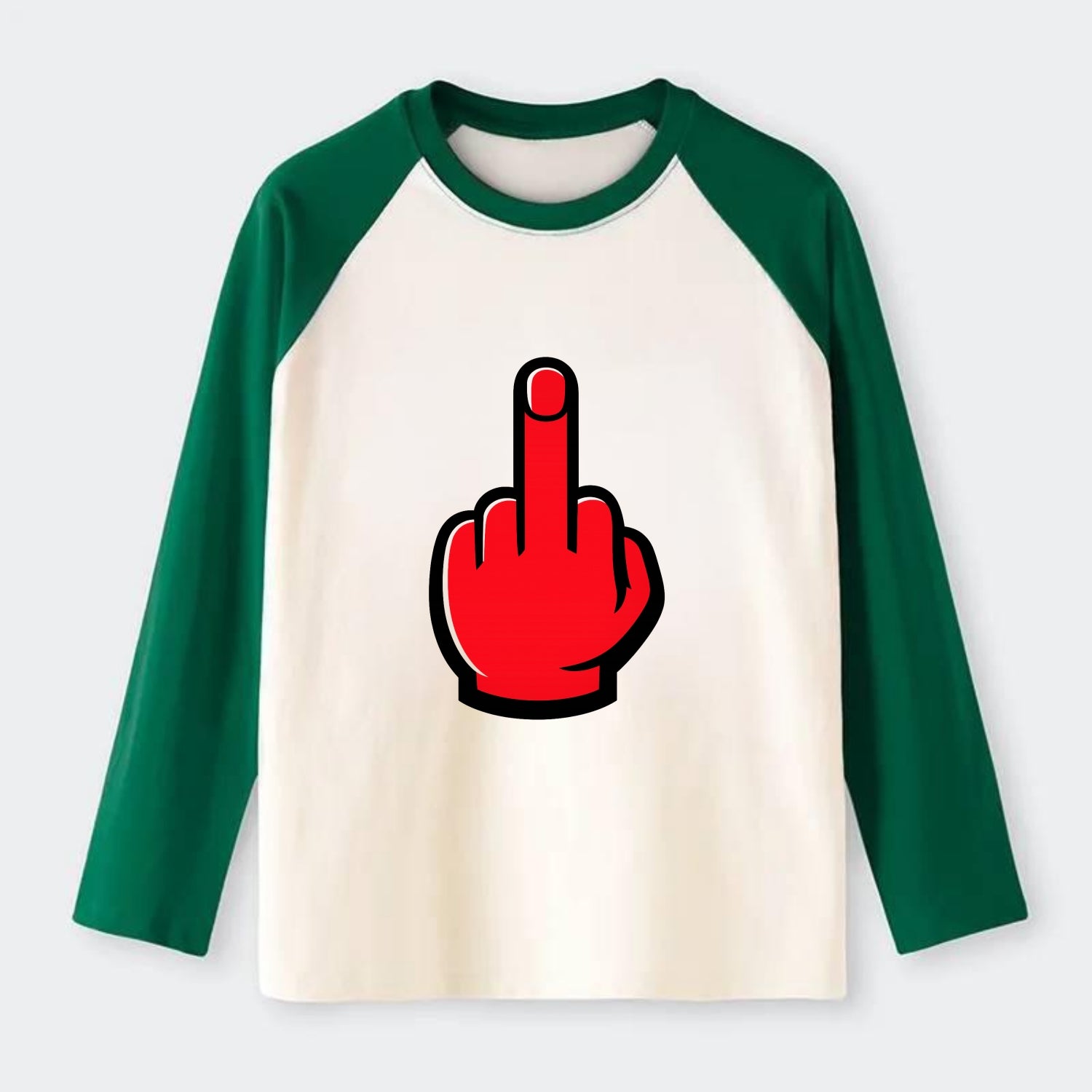Bold Defiance Icon - Raglan Long Sleeve T-Shirt - Green