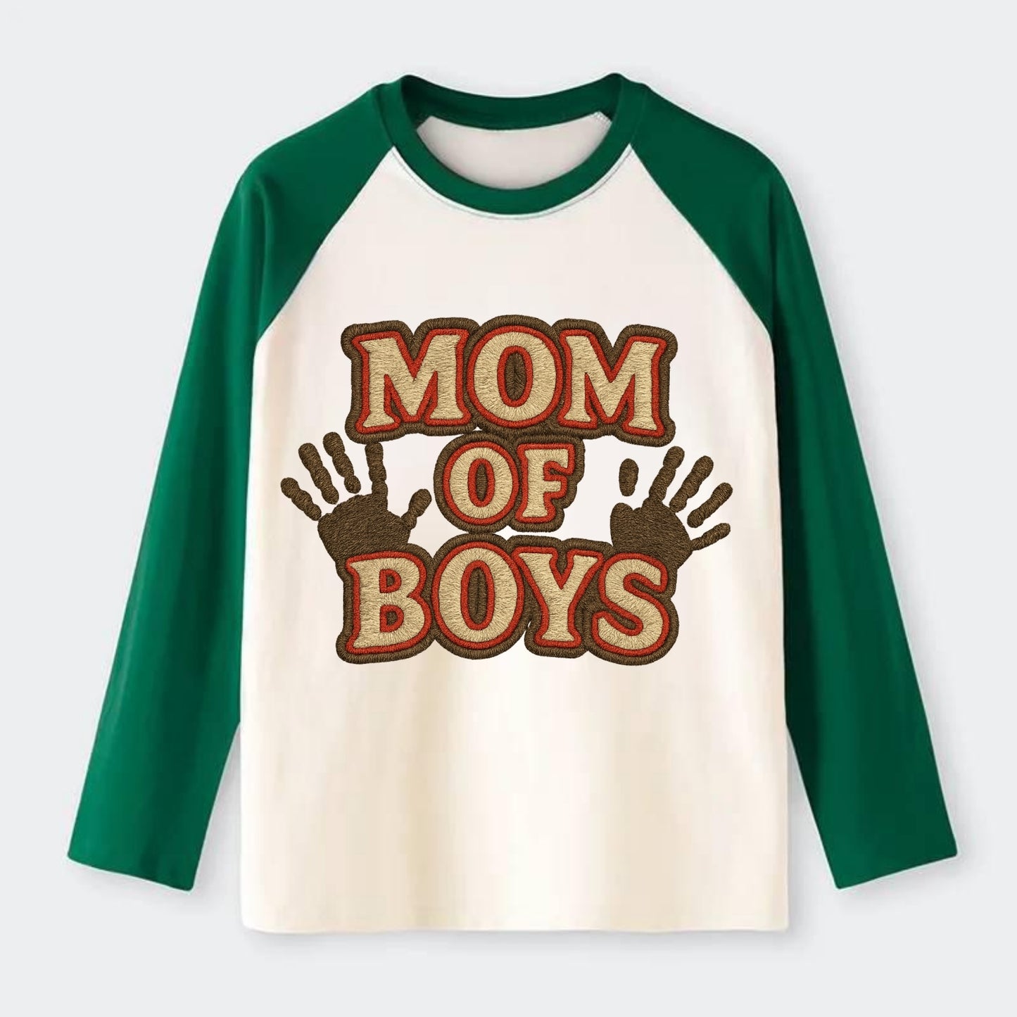 Mom Of Boys  - Raglan Long Sleeve T-Shirt - Green