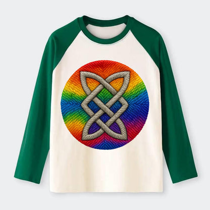 Celtic Shield Knot  - Raglan Long Sleeve T-Shirt - Green