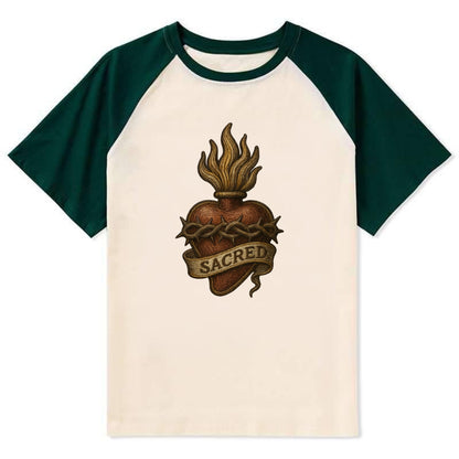 Sacred Heart  - Contrast Raglan T-shirt - Green