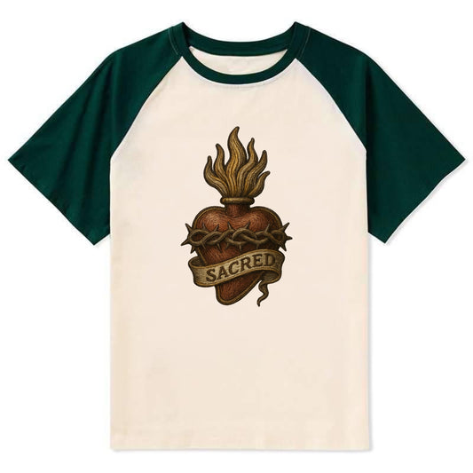 Sacred Heart  - Contrast Raglan T-shirt - Green