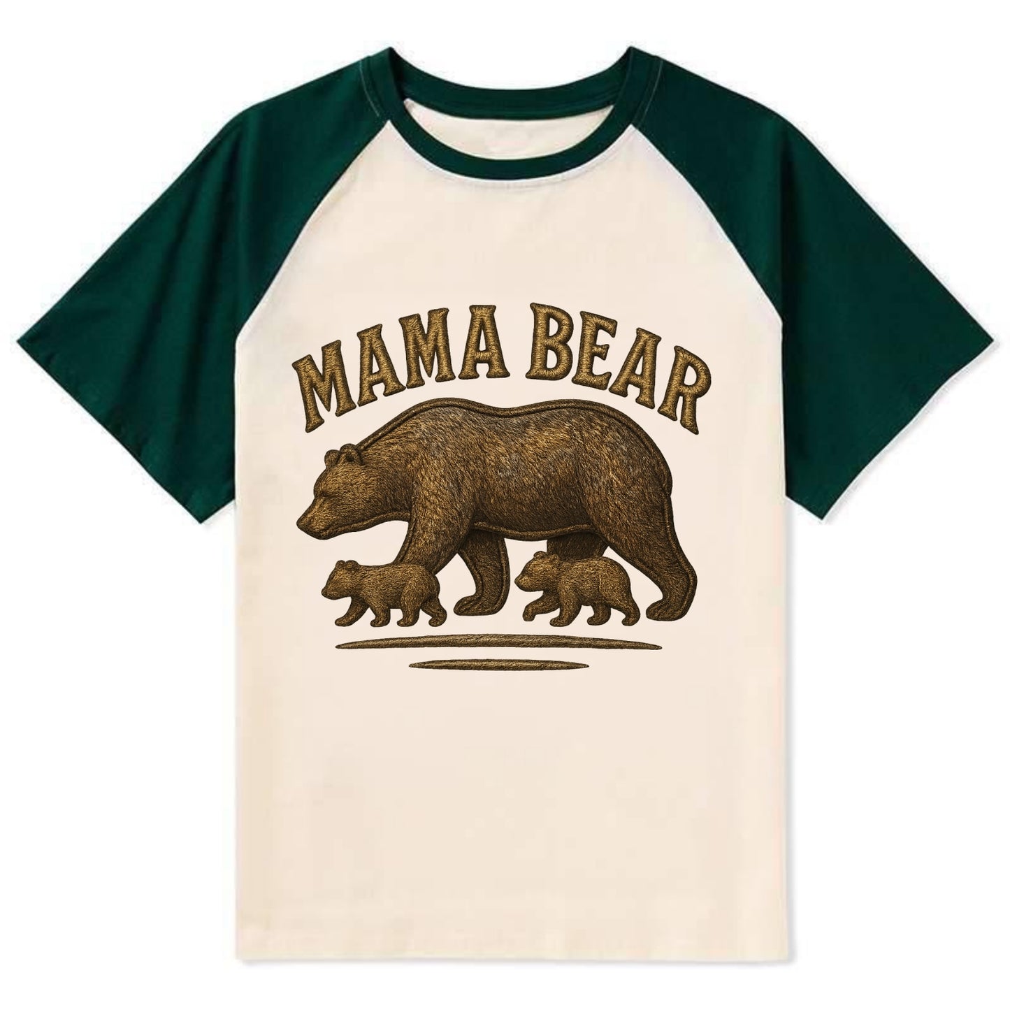 Mama Bear  - Contrast Raglan T-shirt - Green
