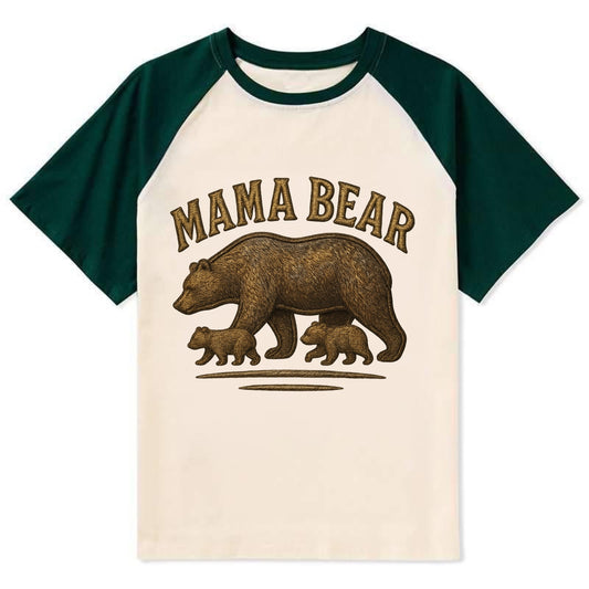 Mama Bear  - Contrast Raglan T-shirt - Green