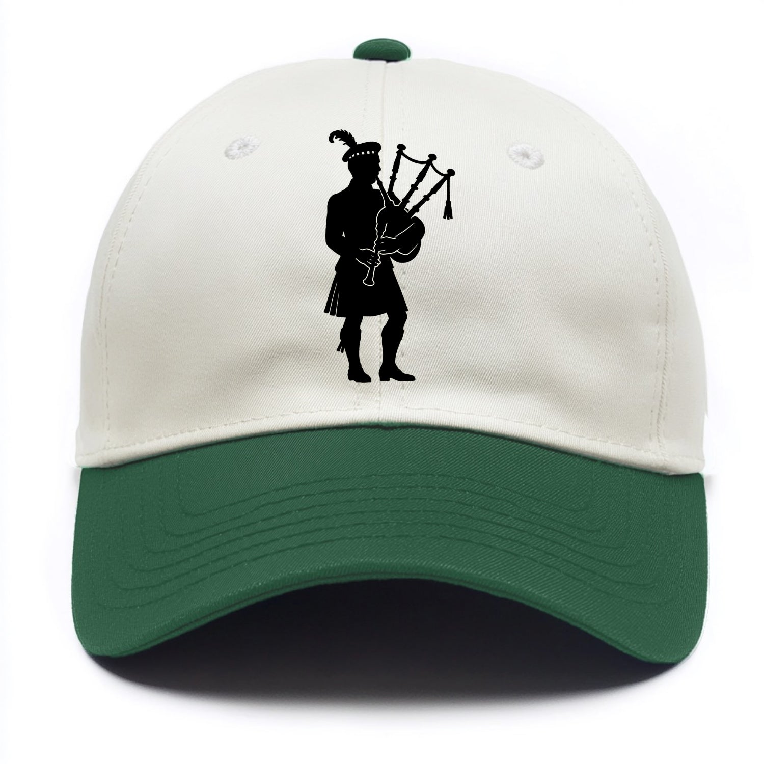 Bagpiper in traditional stance - Two Tone Cap - Green