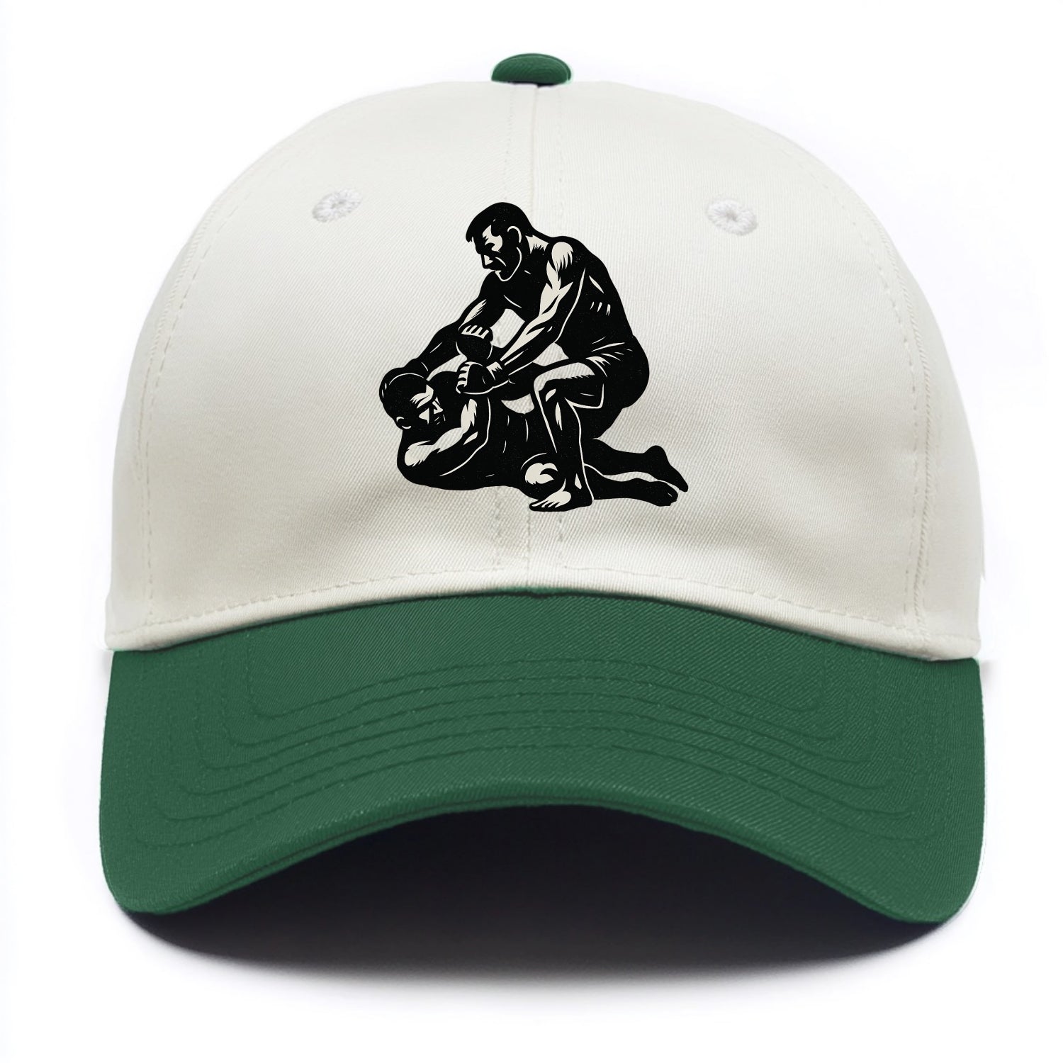MMA fighter in ground submission hold - Two Tone Cap - Green