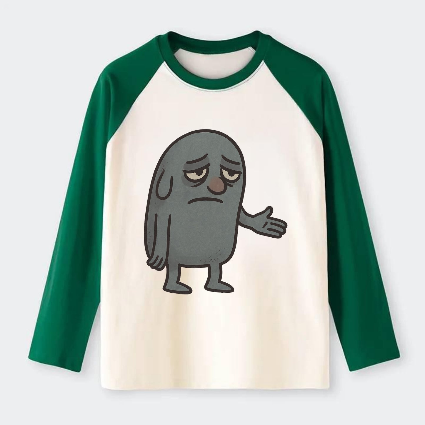 FOLLOWERS ARE GHOSTS | Transparent crowd following - Raglan Long Sleeve T-Shirt - Green