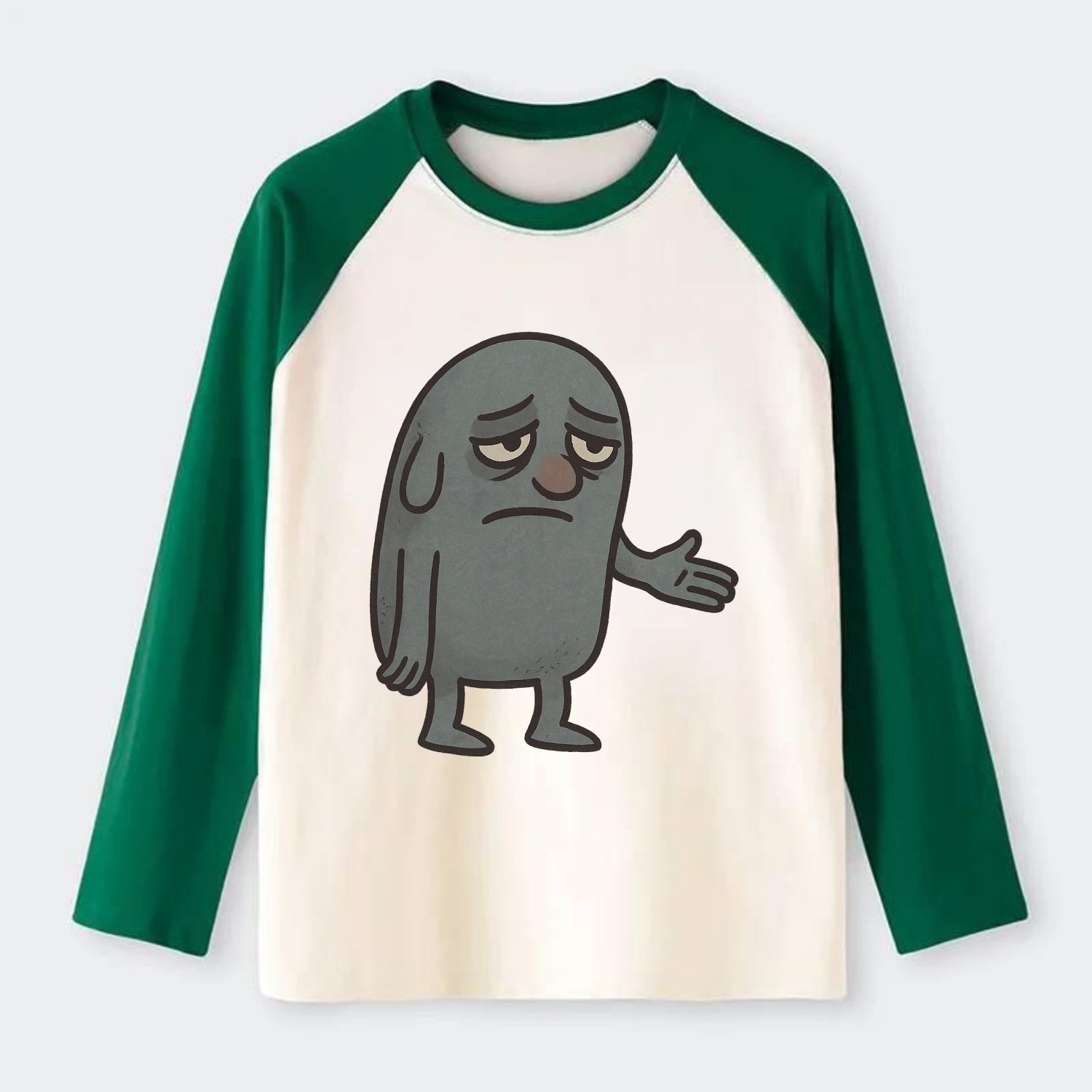 FOLLOWERS ARE GHOSTS | Transparent crowd following - Raglan Long Sleeve T-Shirt - Green