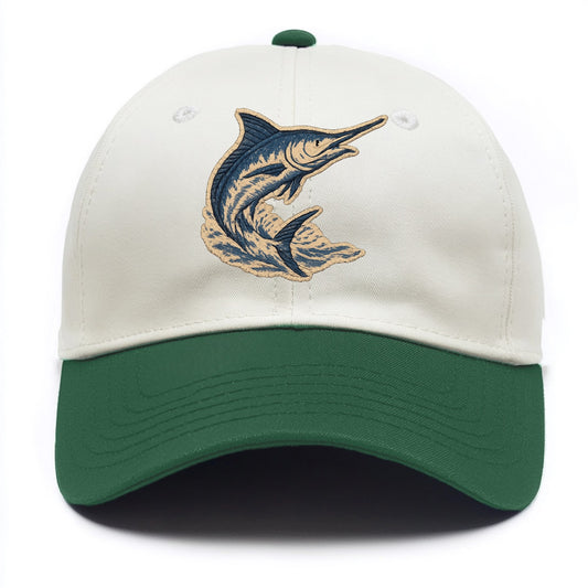 SWORDFISH MARLIN - leaping marlin in blue and silver , sport fishing - Two Tone Cap - Green