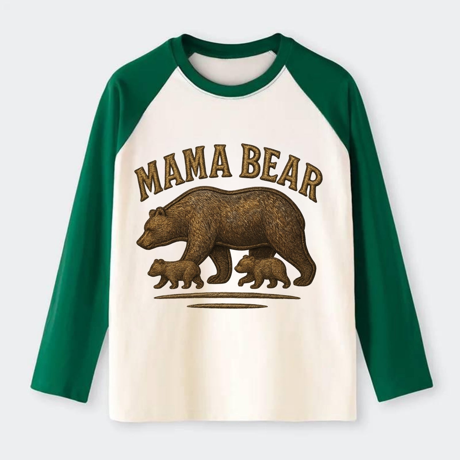 Mama Bear  - Raglan Long Sleeve T-Shirt - Green