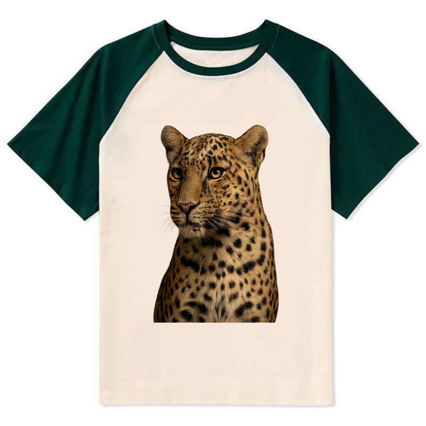 Leopard  - Contrast Raglan T-shirt - Green
