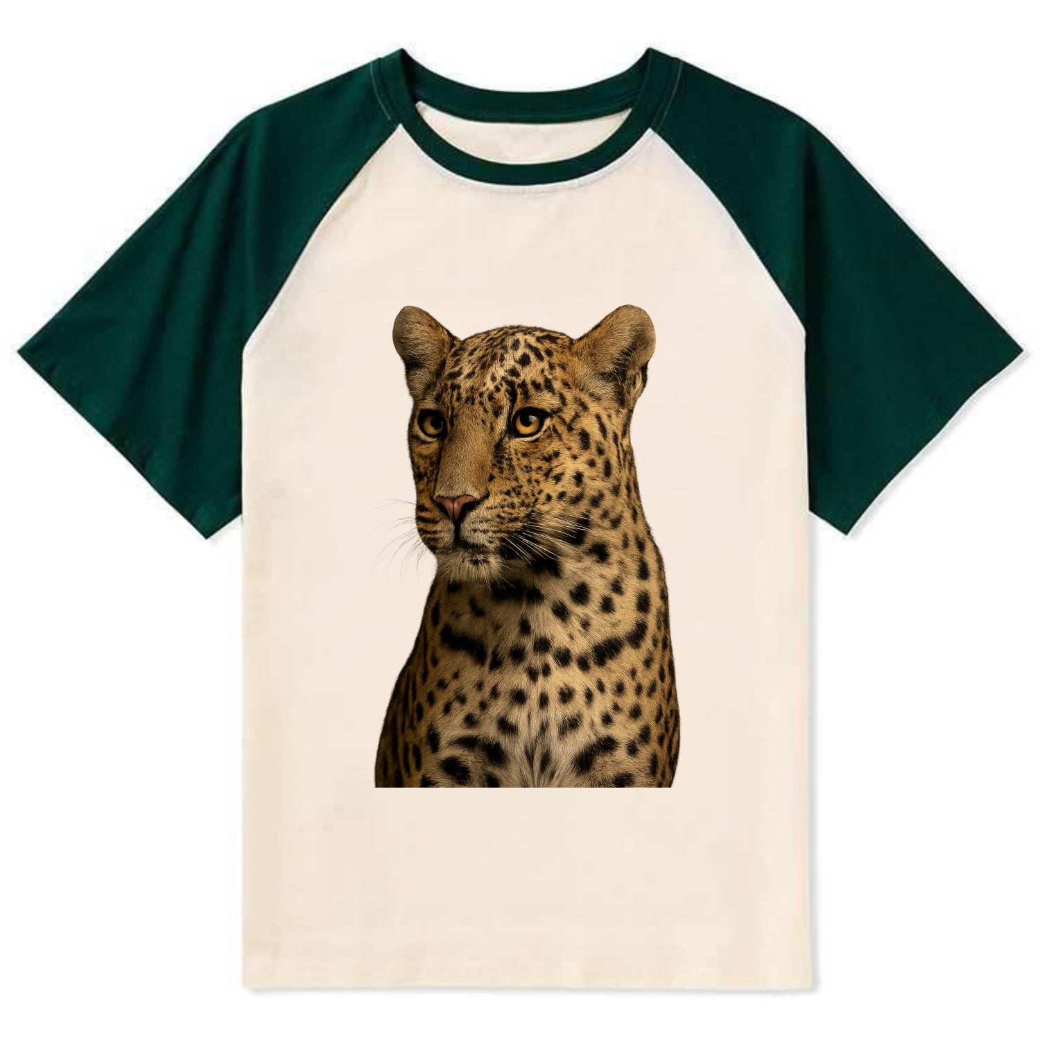 Leopard  - Contrast Raglan T-shirt - Green